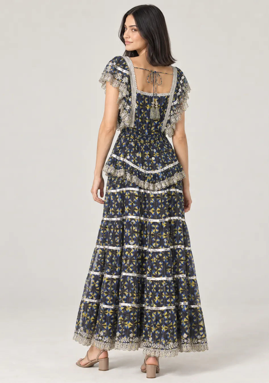 Floral Hand-Embroidered Cotton Georgette Long Dress -Kausar