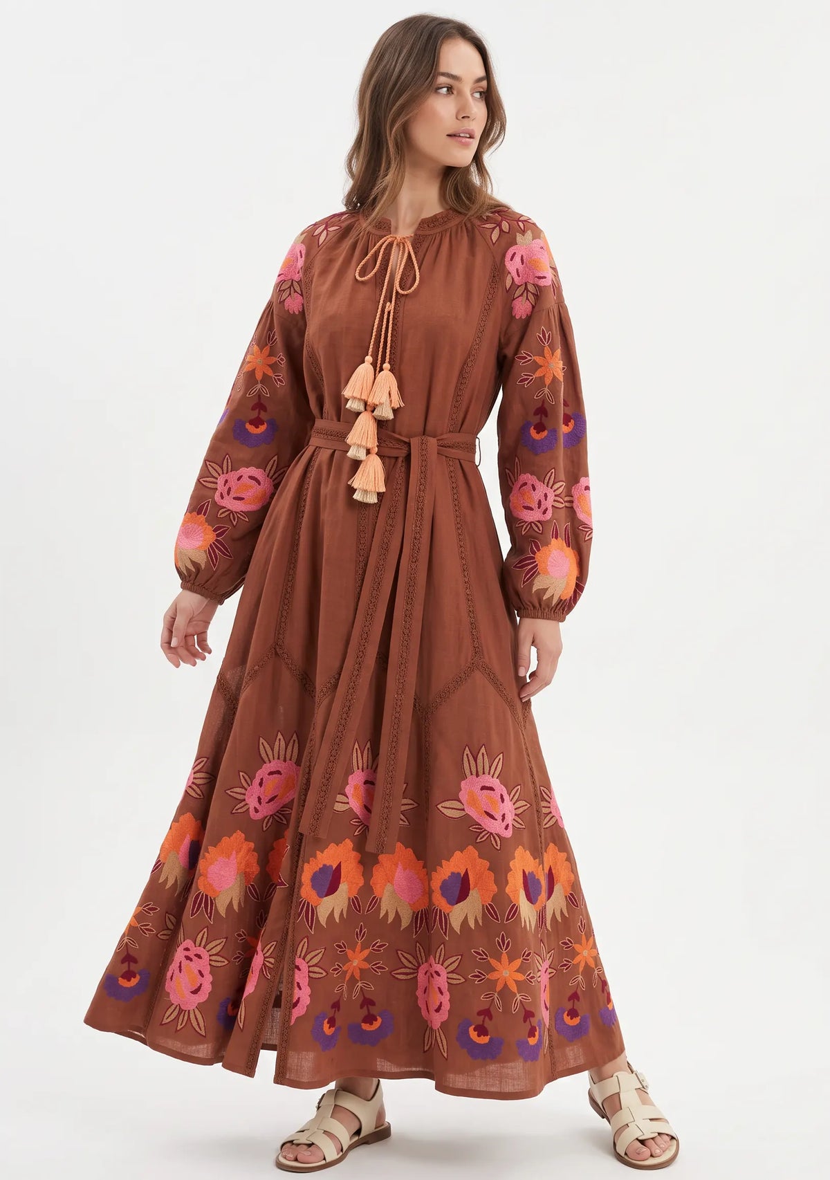 Women’s Cotton Hand-Embroidered Long Dress- Gypsy – ibban.in