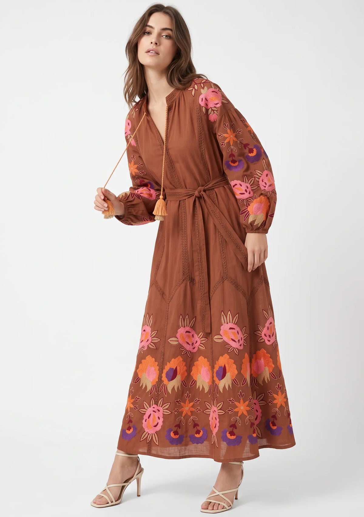 Women’s Cotton Hand-Embroidered Long Dress- Gypsy – ibban.in
