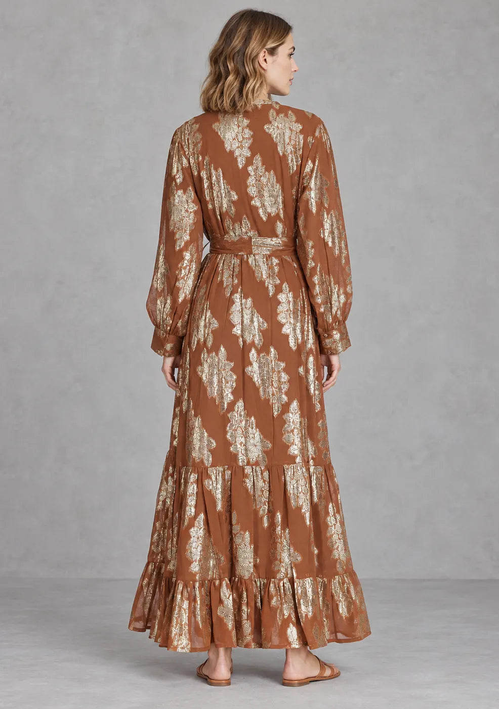 Women’s Hand-Embroidered Cotton Lurex Long Dress - Varsha