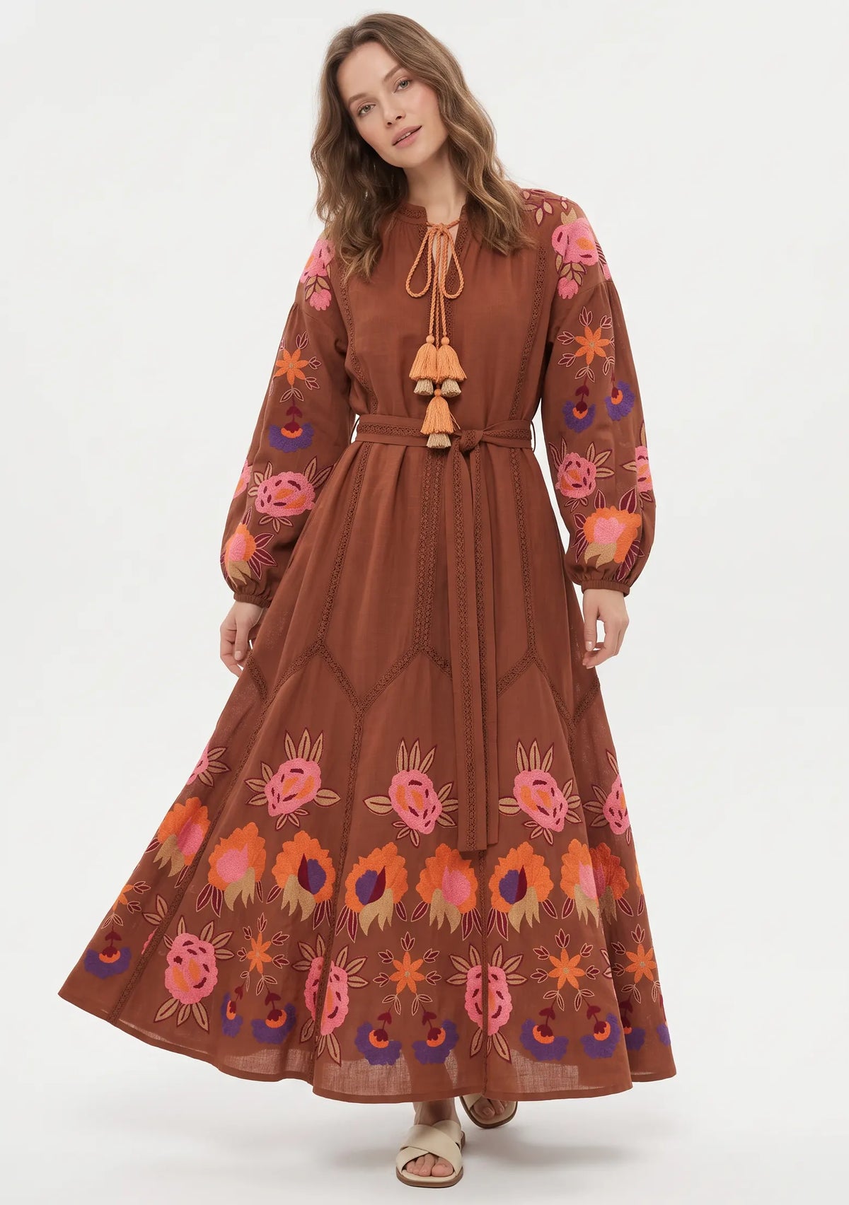Women’s Cotton Hand-Embroidered Long Dress- Gypsy