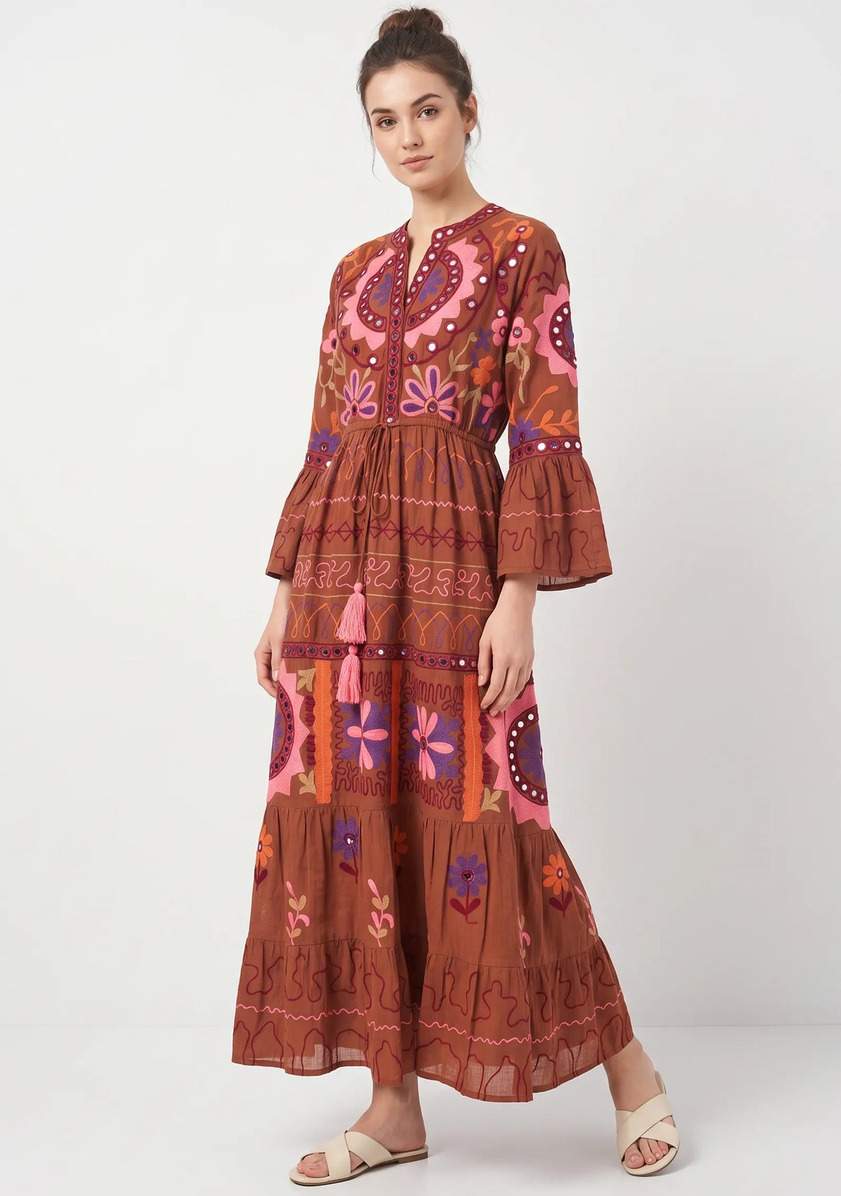 Women’s Cotton Hand-Embroidered Long Tunic - Hami
