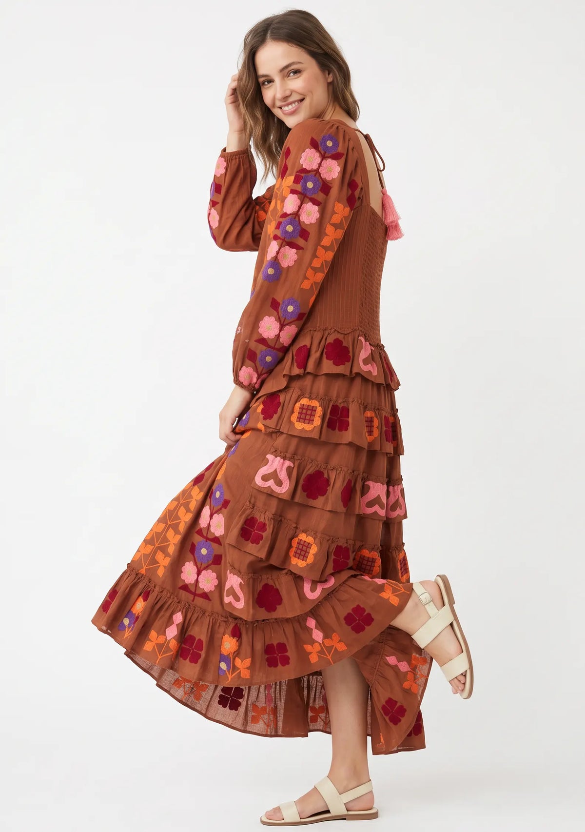 Women’s Cotton Hand-Embroidered Long Dress - Zara