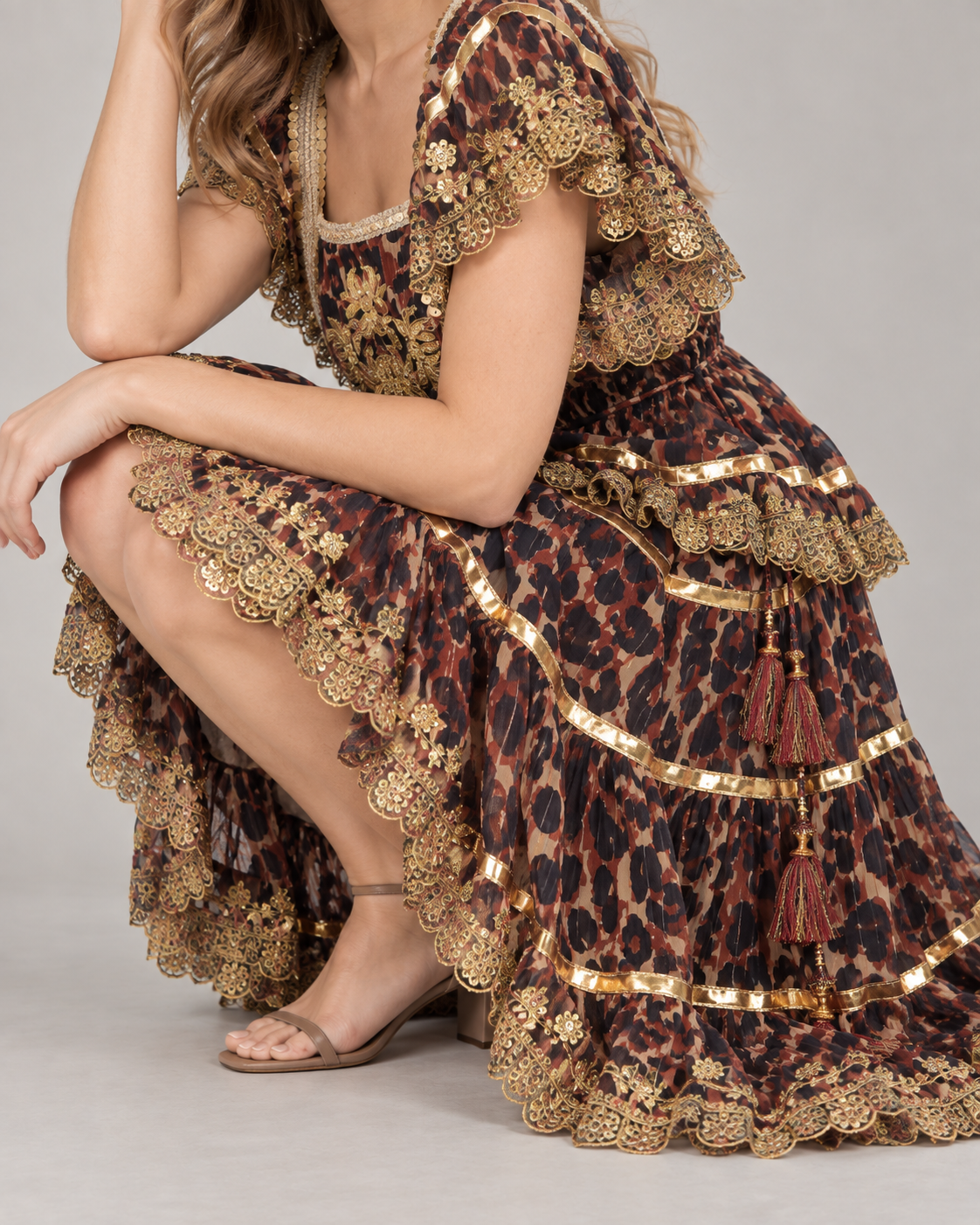 Women’s Cotton Lurex Long Maxi Dress - Anaab