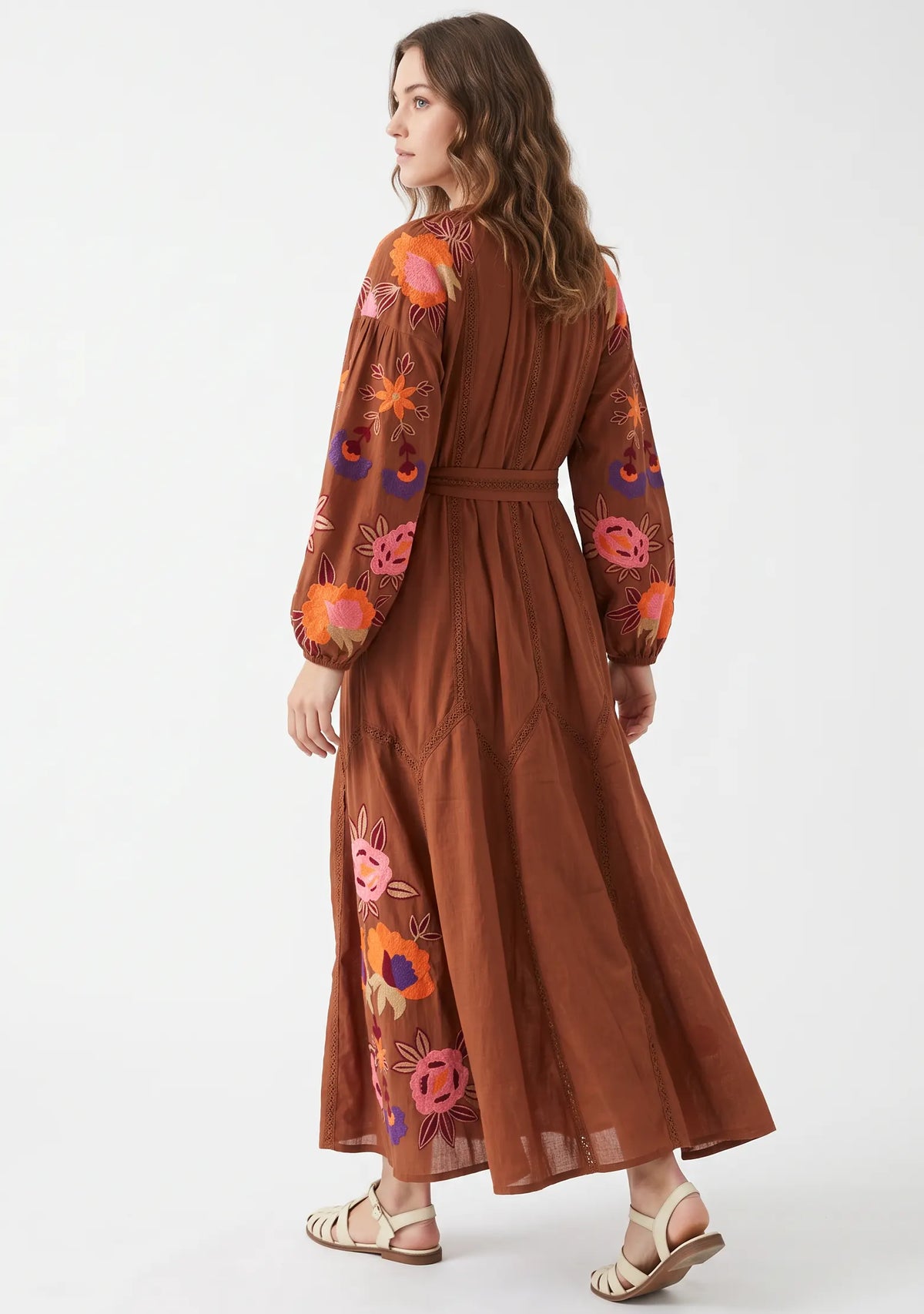 Women’s Cotton Hand-Embroidered Long Dress- Gypsy – ibban.in