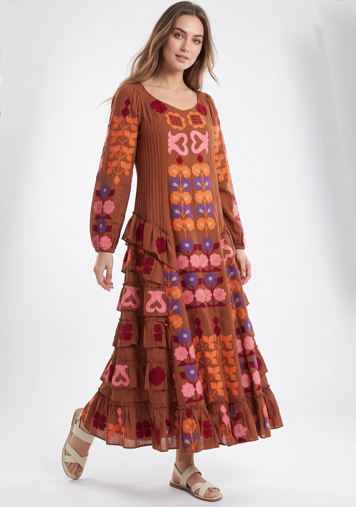 Women’s Cotton Hand-Embroidered Long Dress - Zara