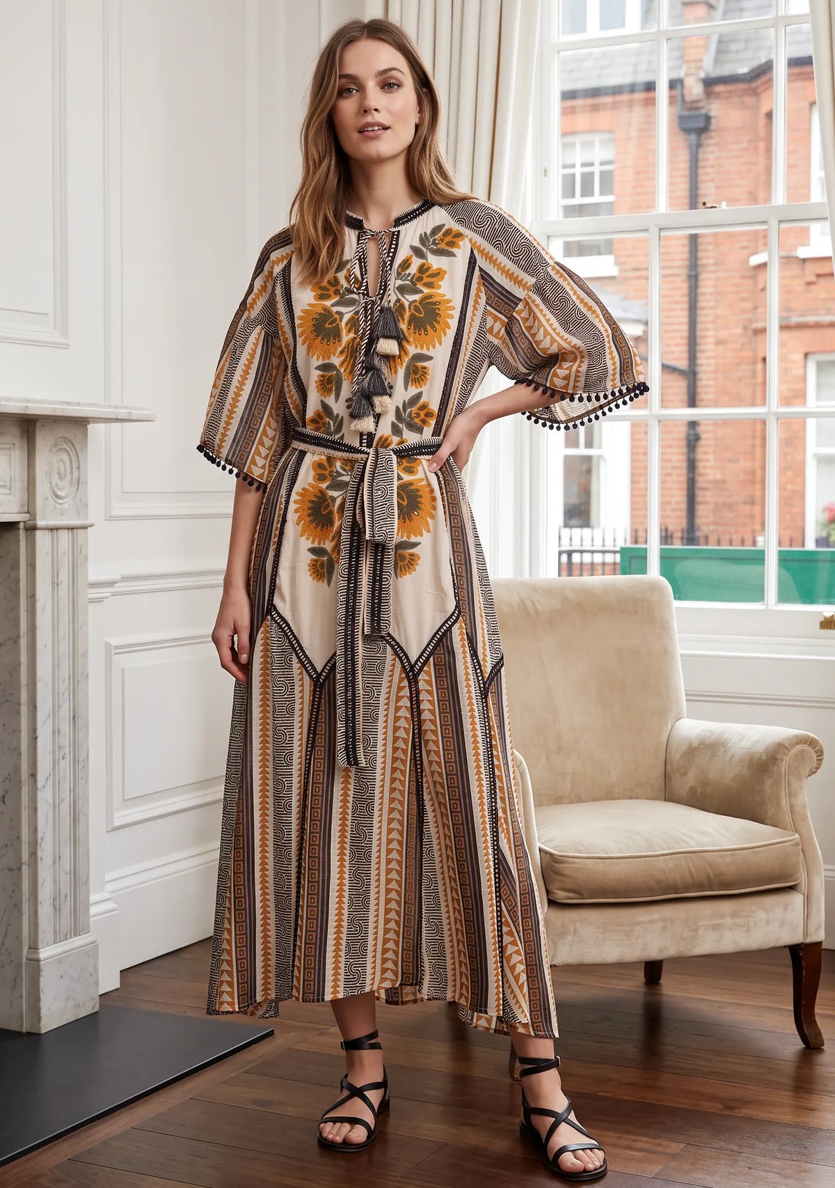 Women’s 100% Cotton Printed Long Dress - Zafira
