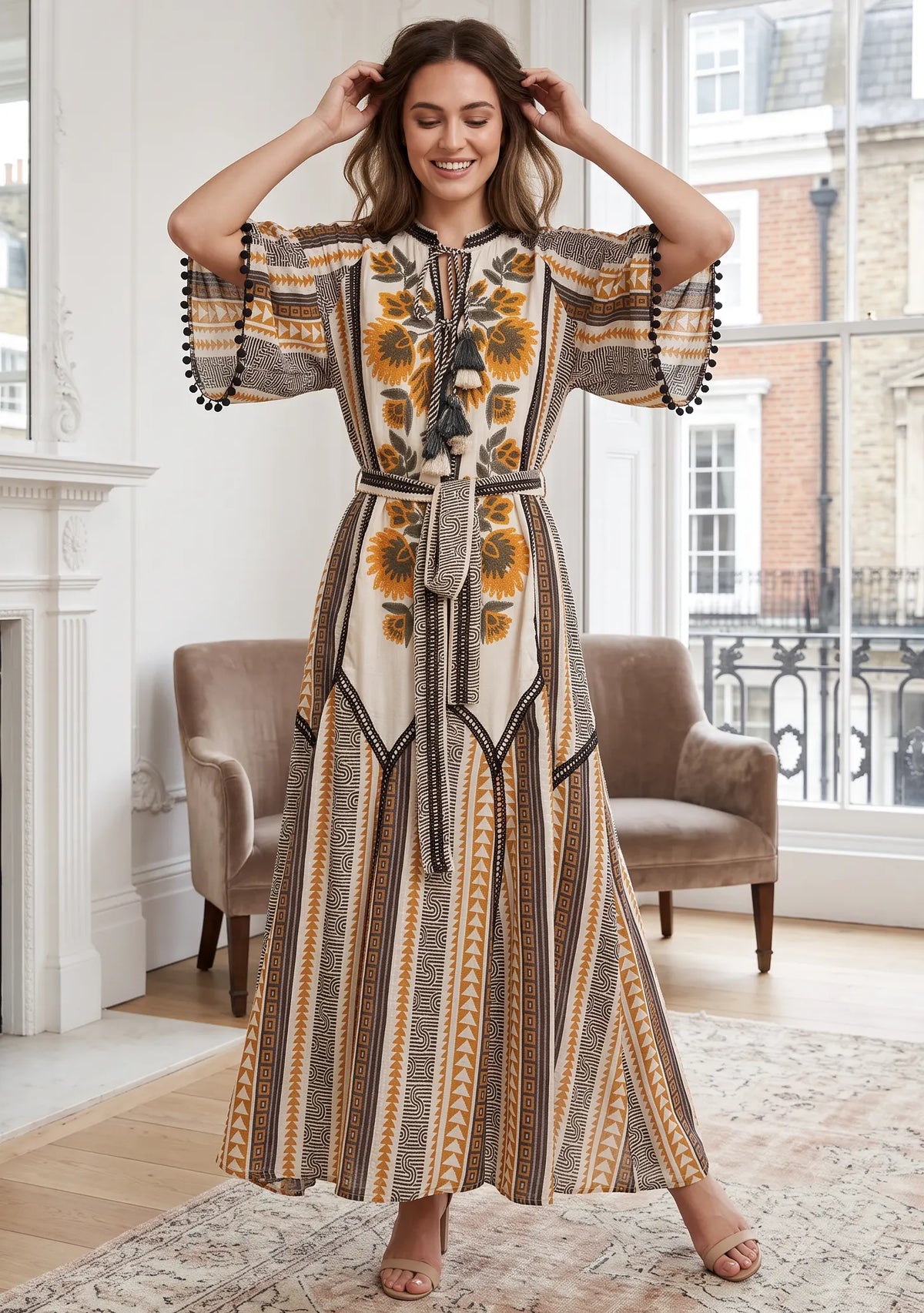 Women’s 100% Cotton Printed Long Dress - Zafira