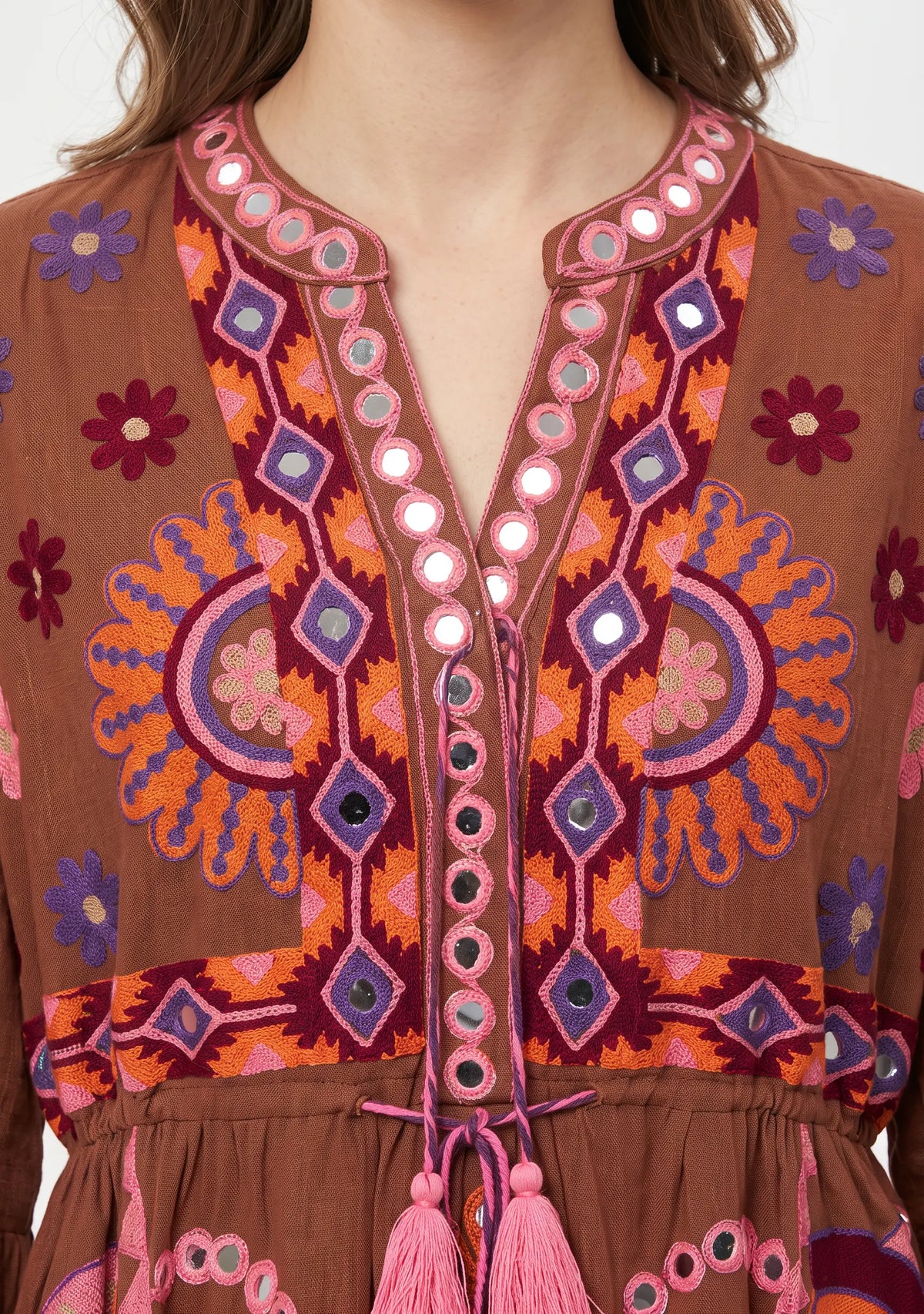 Women’s Cotton Hand-Embroidered Long Tunic - Sara