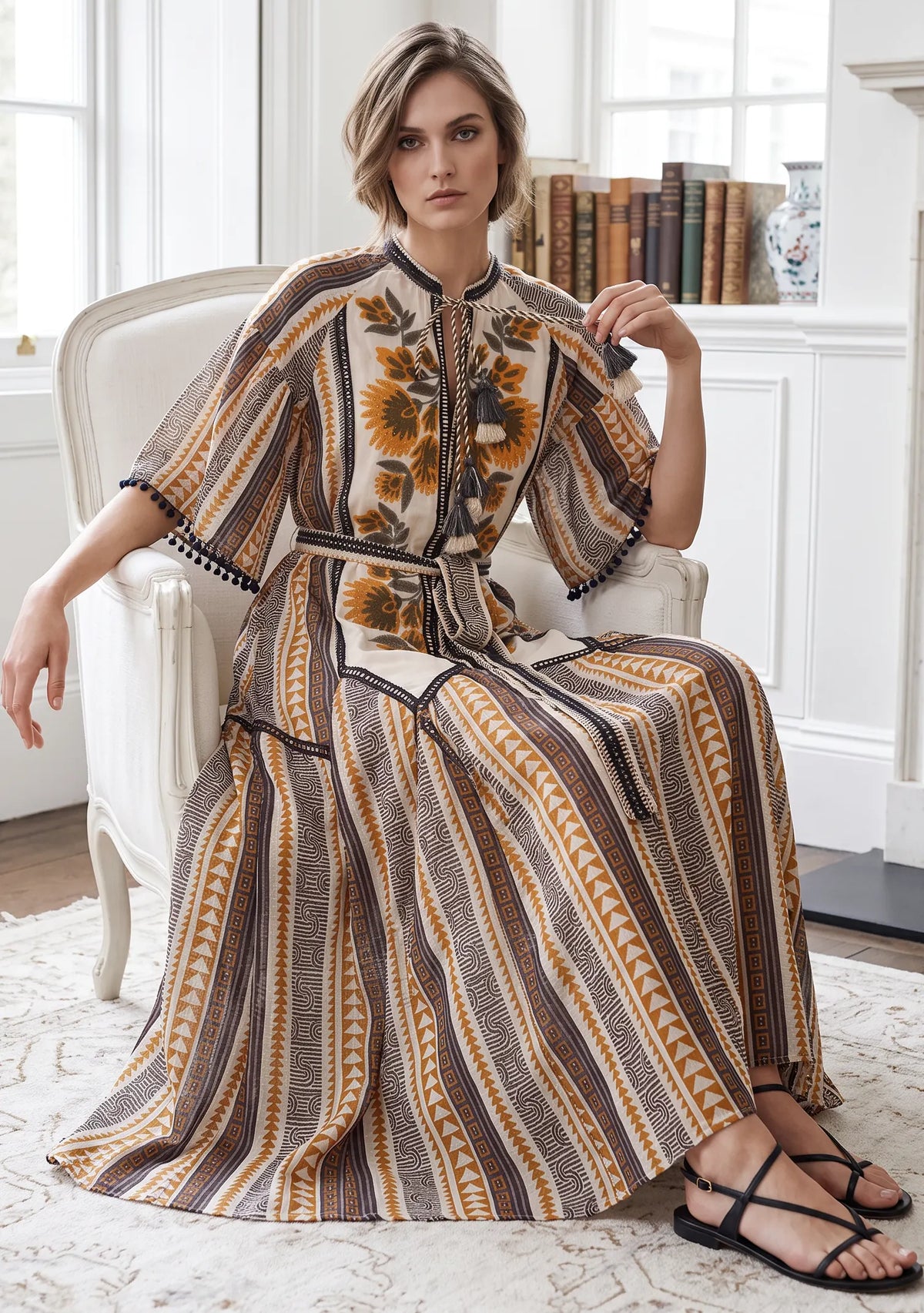 Women’s 100% Cotton Printed Long Dress - Zafira
