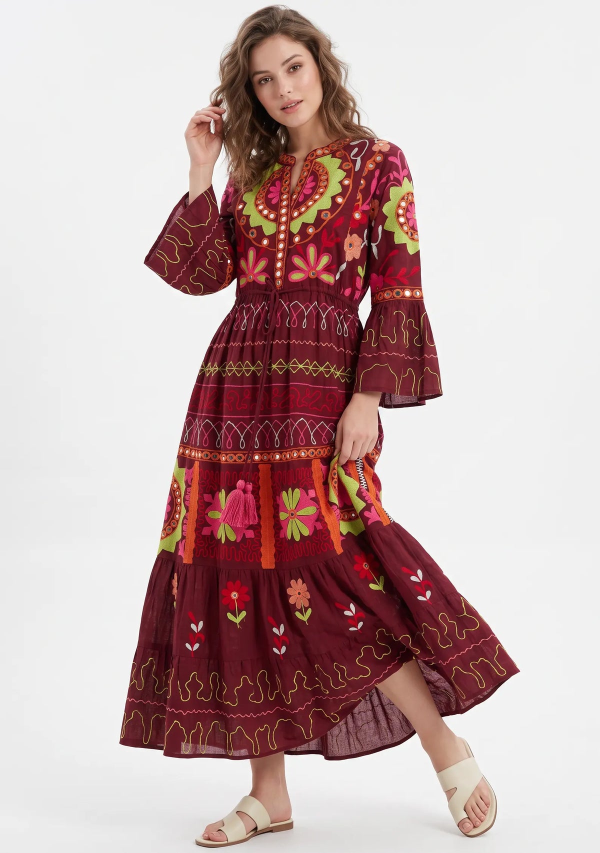 Women’s Cotton Hand-Embroidered Long Tunic - Hami