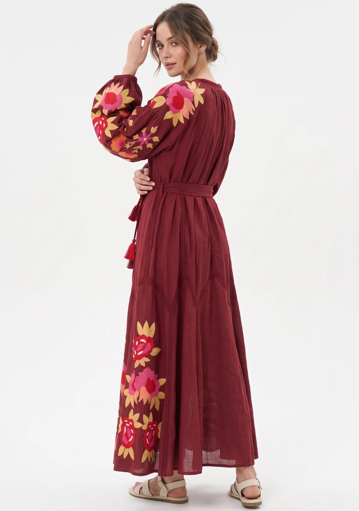 Women’s Cotton Hand-Embroidered Long Dress- Gypsy