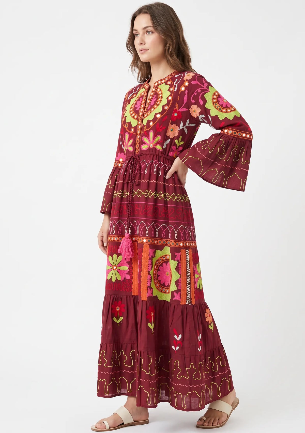 Women’s Cotton Hand-Embroidered Long Tunic - Hami