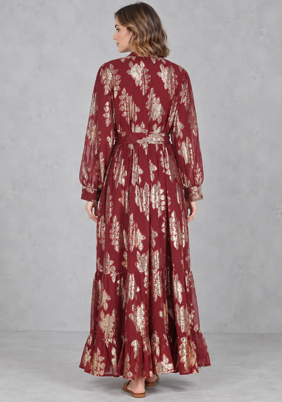 Women’s Hand-Embroidered Cotton Lurex Long Dress - Varsha