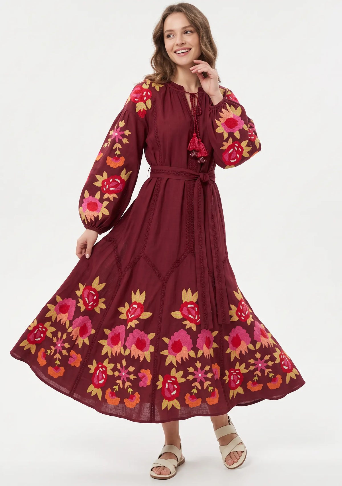 Women’s Cotton Hand-Embroidered Long Dress- Gypsy