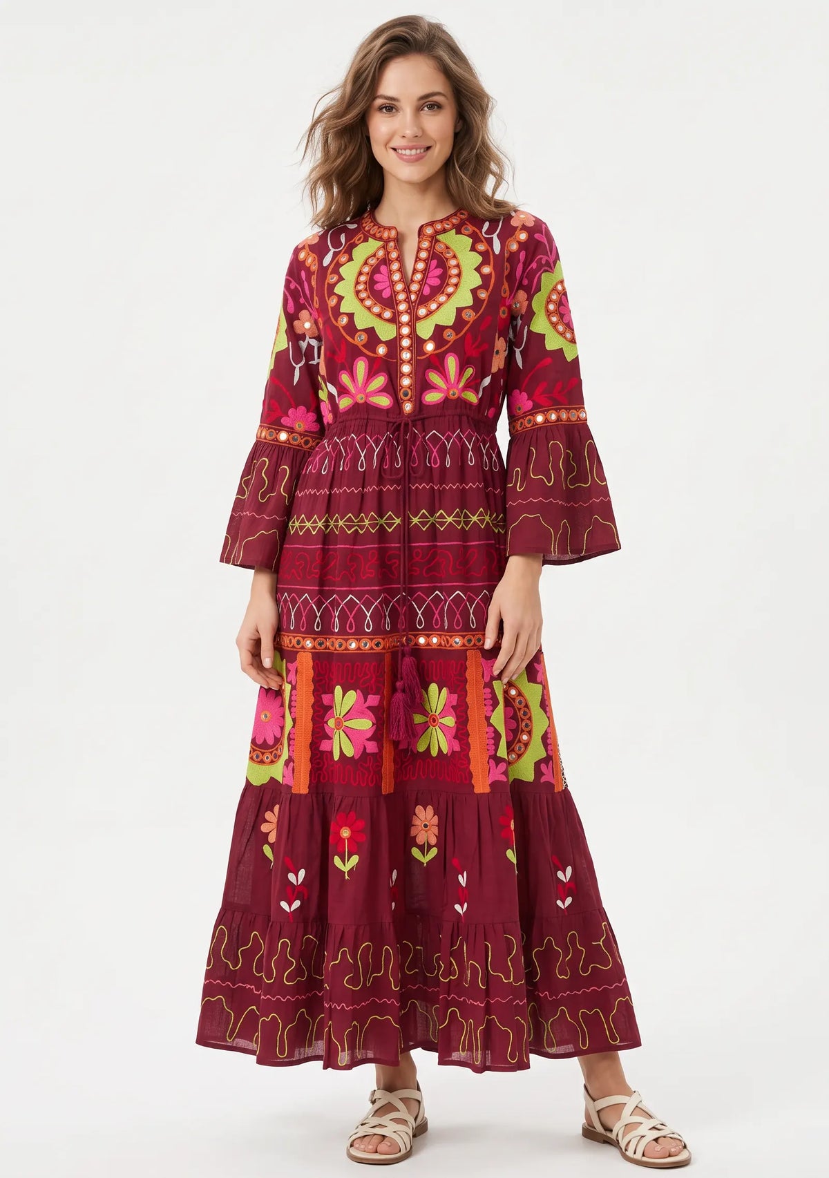 Women’s Cotton Hand-Embroidered Long Tunic - Hami