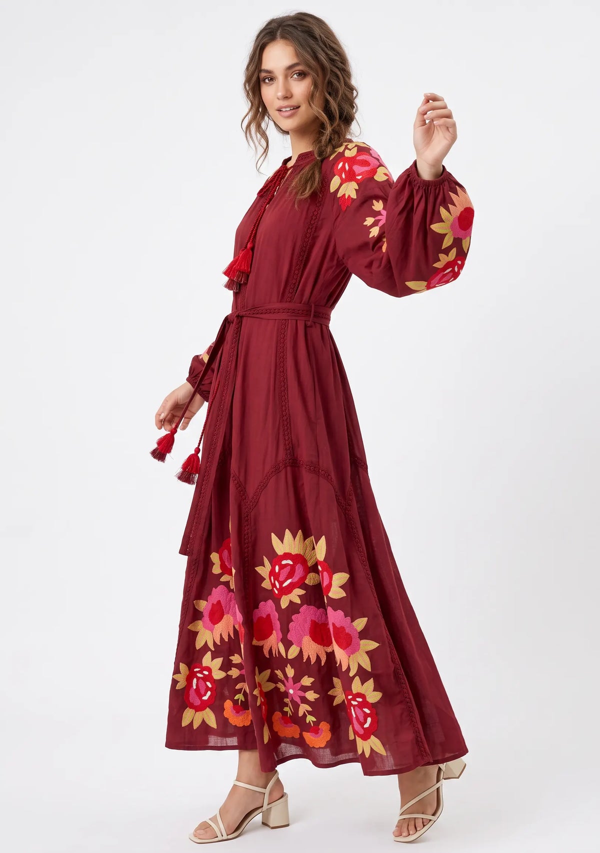 Women’s Cotton Hand-Embroidered Long Dress- Gypsy