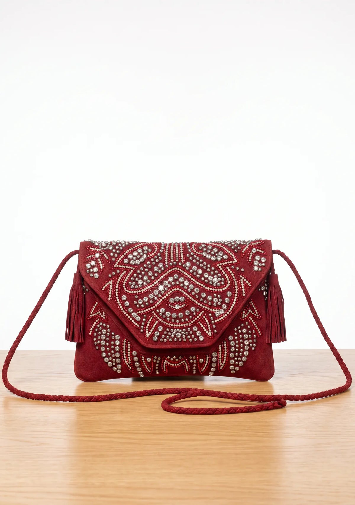 ibBan Hand-Embroidered Burgundy wallet with Beadwork - Masum