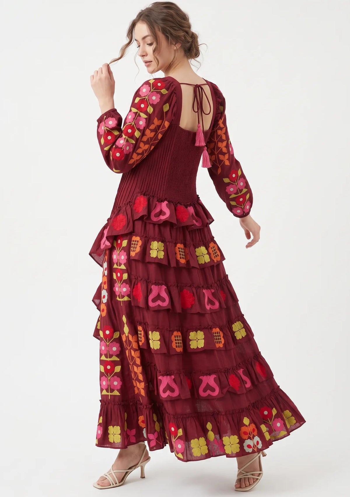 Women’s Cotton Hand-Embroidered Long Dress - Zara