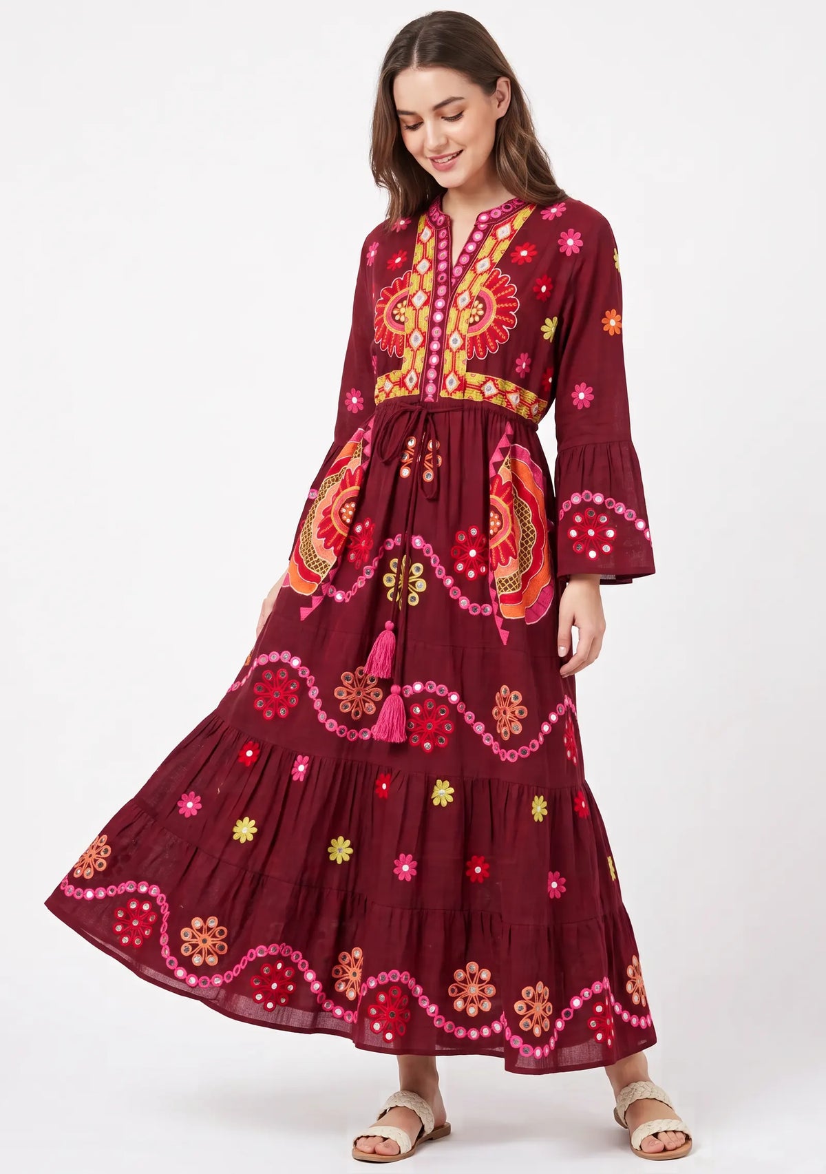Women’s Cotton Hand-Embroidered Long Tunic - Sara