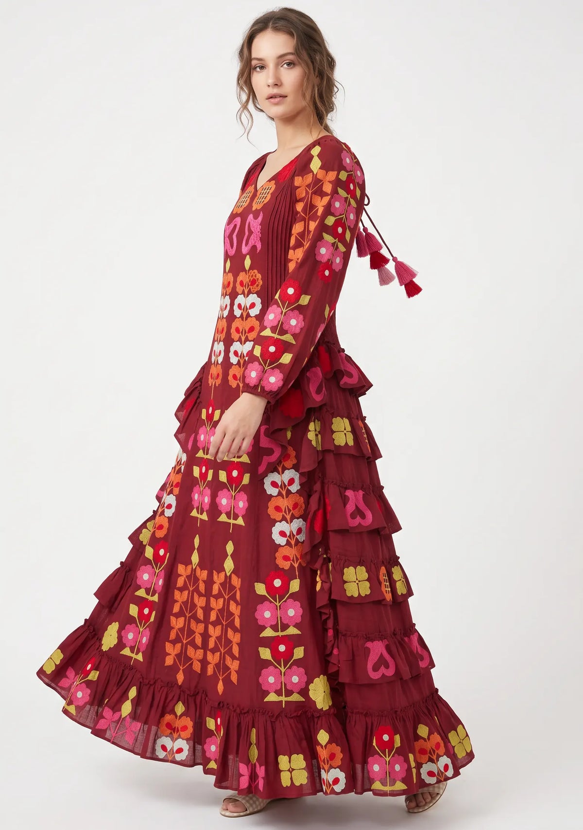 Women’s Cotton Hand-Embroidered Long Dress - Zara