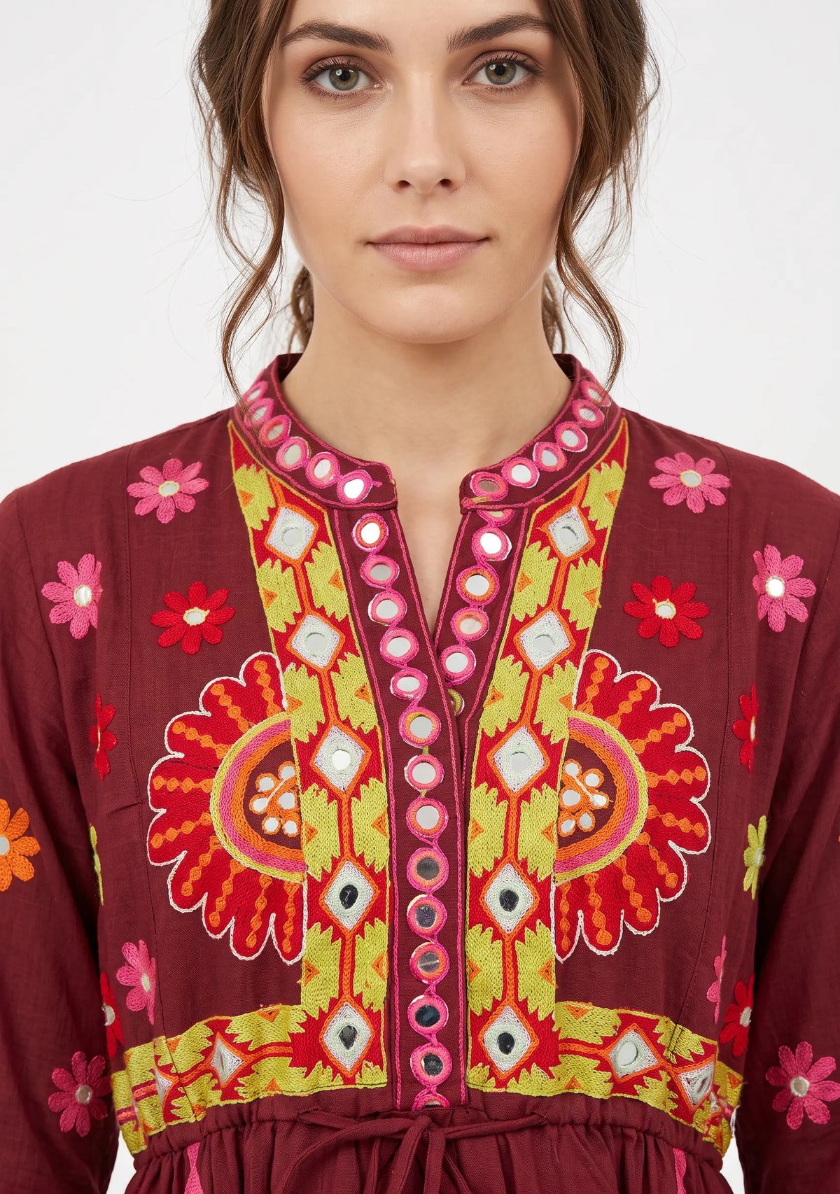Women’s Cotton Hand-Embroidered Long Tunic - Sara