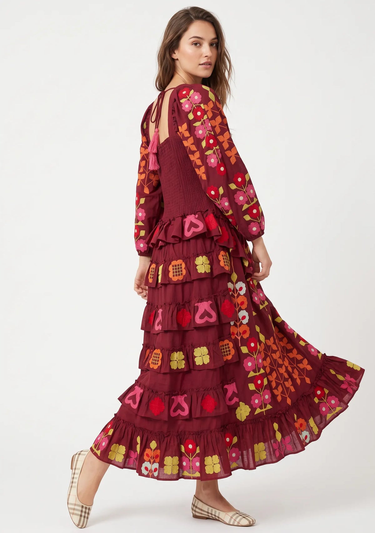 Women’s Cotton Hand-Embroidered Long Dress - Zara