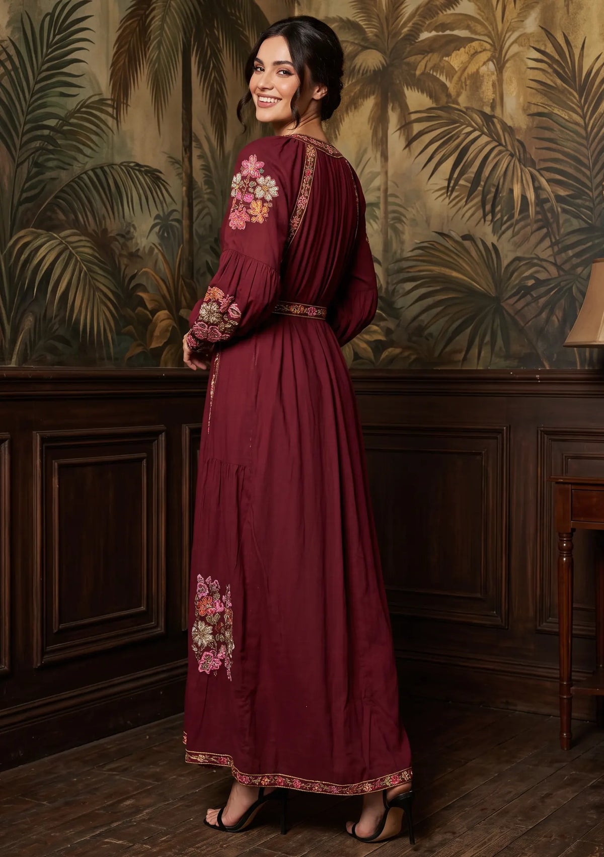 Women’s Cotton Long Dress with Hand Embroidery - Zayra