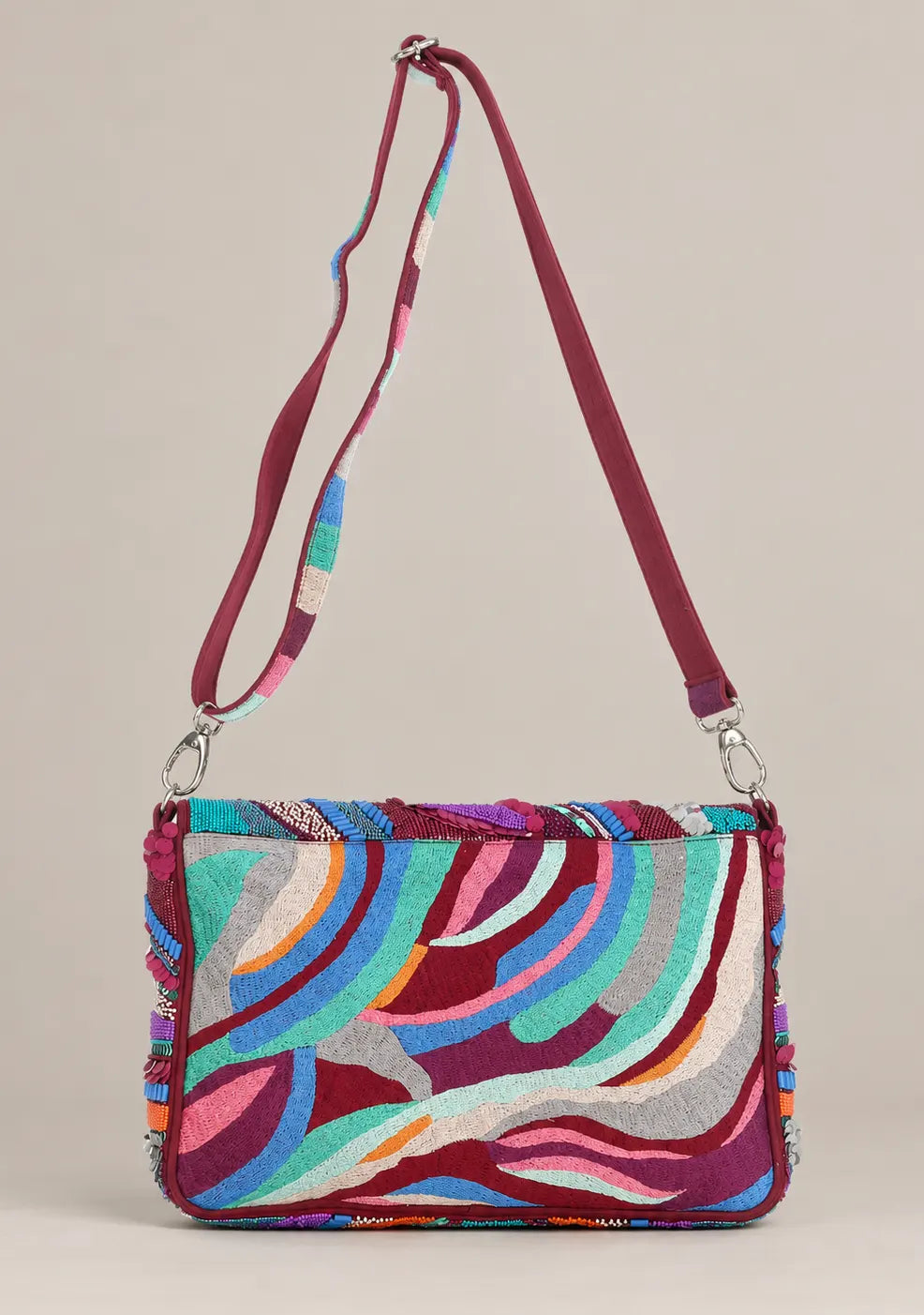 Women’s Multicolour Hand-Embroidered Sling Bag