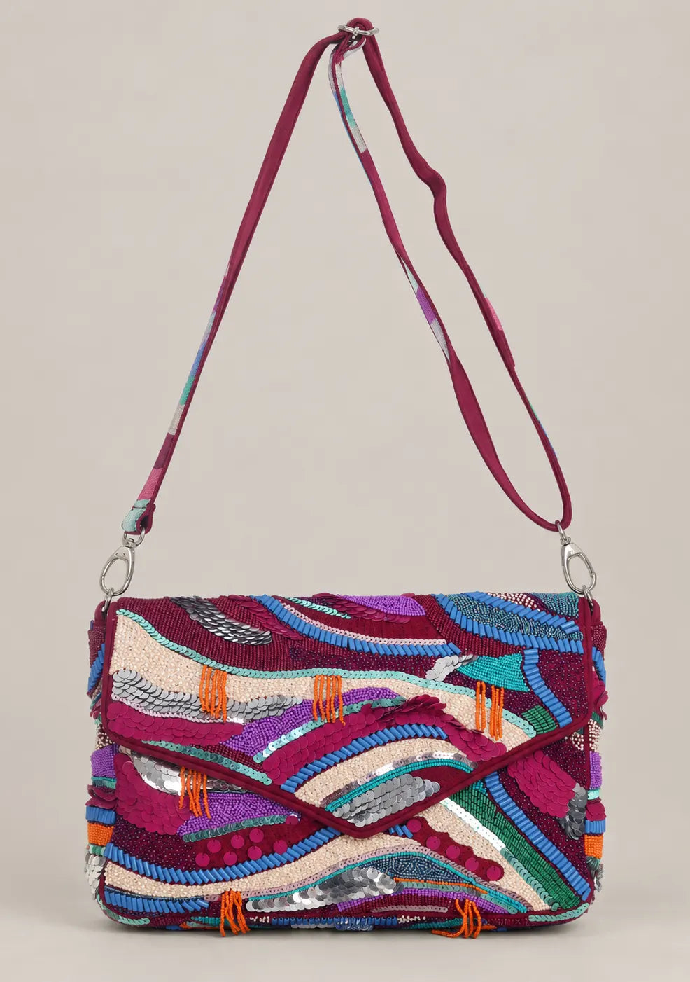 Women’s Multicolour Hand-Embroidered Sling Bag