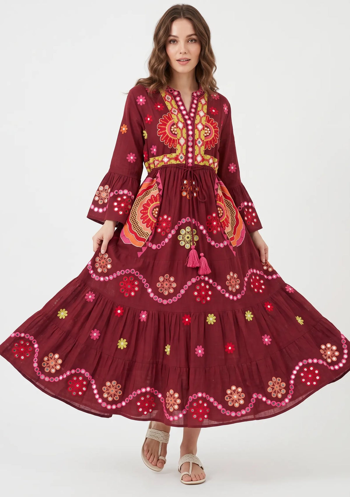 Women’s Cotton Hand-Embroidered Long Tunic - Sara
