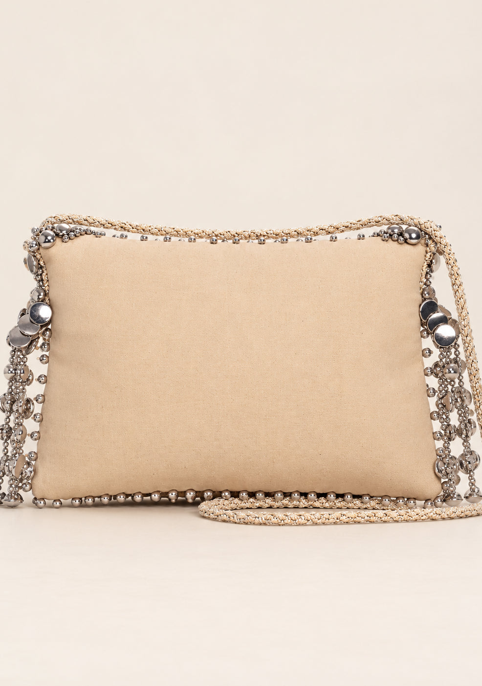 ibBan Hand-Embroidered Beige Wallet with Beadwork - Layra