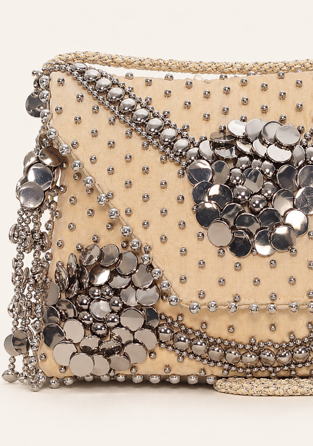 ibBan Hand-Embroidered Beige Wallet with Beadwork - Layra