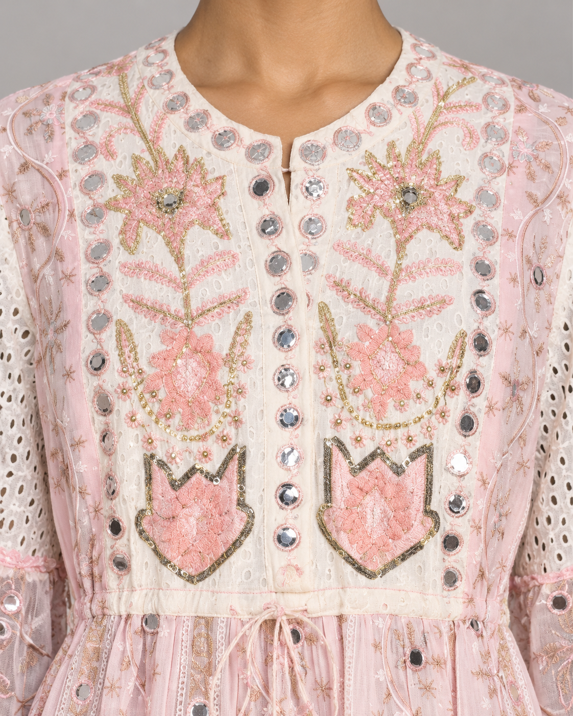 Embroidered Eyelet Mansi Long Tunic with Bell Sleeves | ibBan