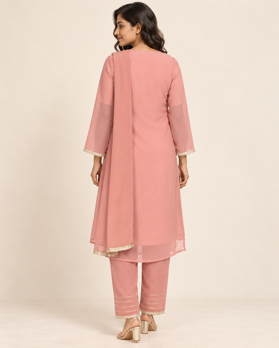Kisa Blush Pink Embroidered Suit with Dupatta | ibBan