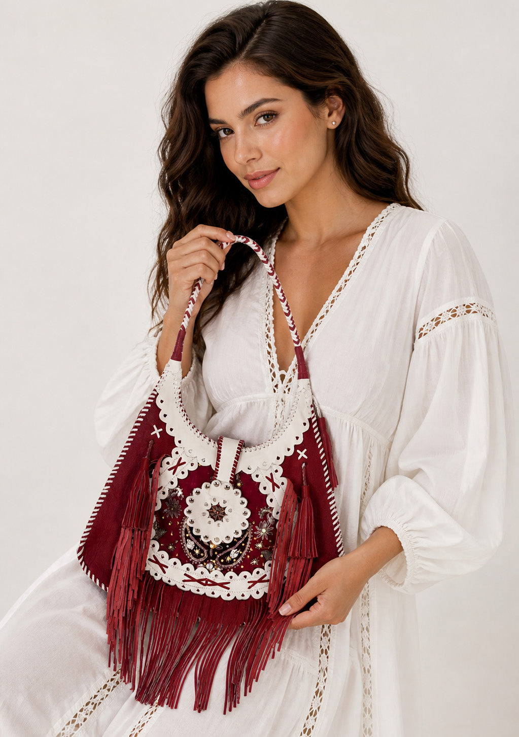 ibBan Hand-Embroidered Canvas Ibza Cabas with Beadwork - Ibza