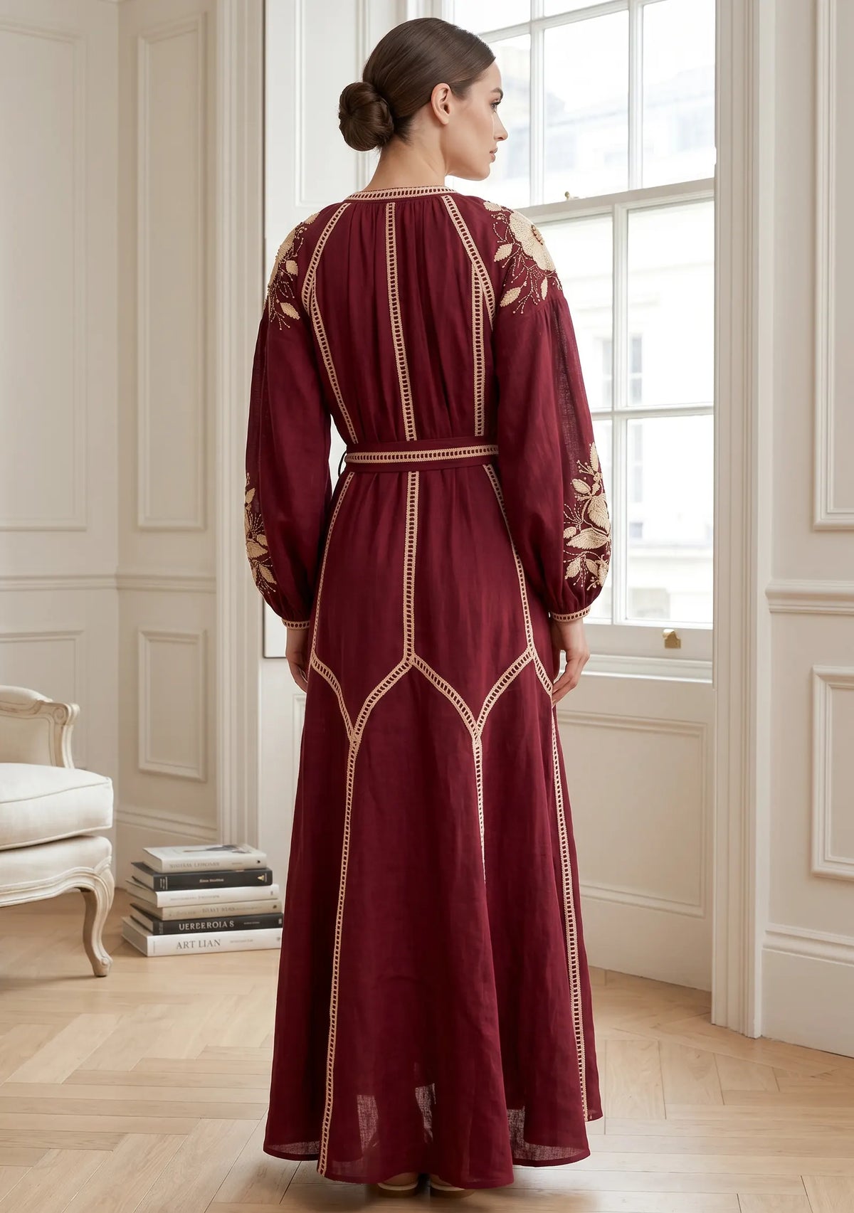 Women’s Hand-Embroidered Cotton Long Dress - Johri