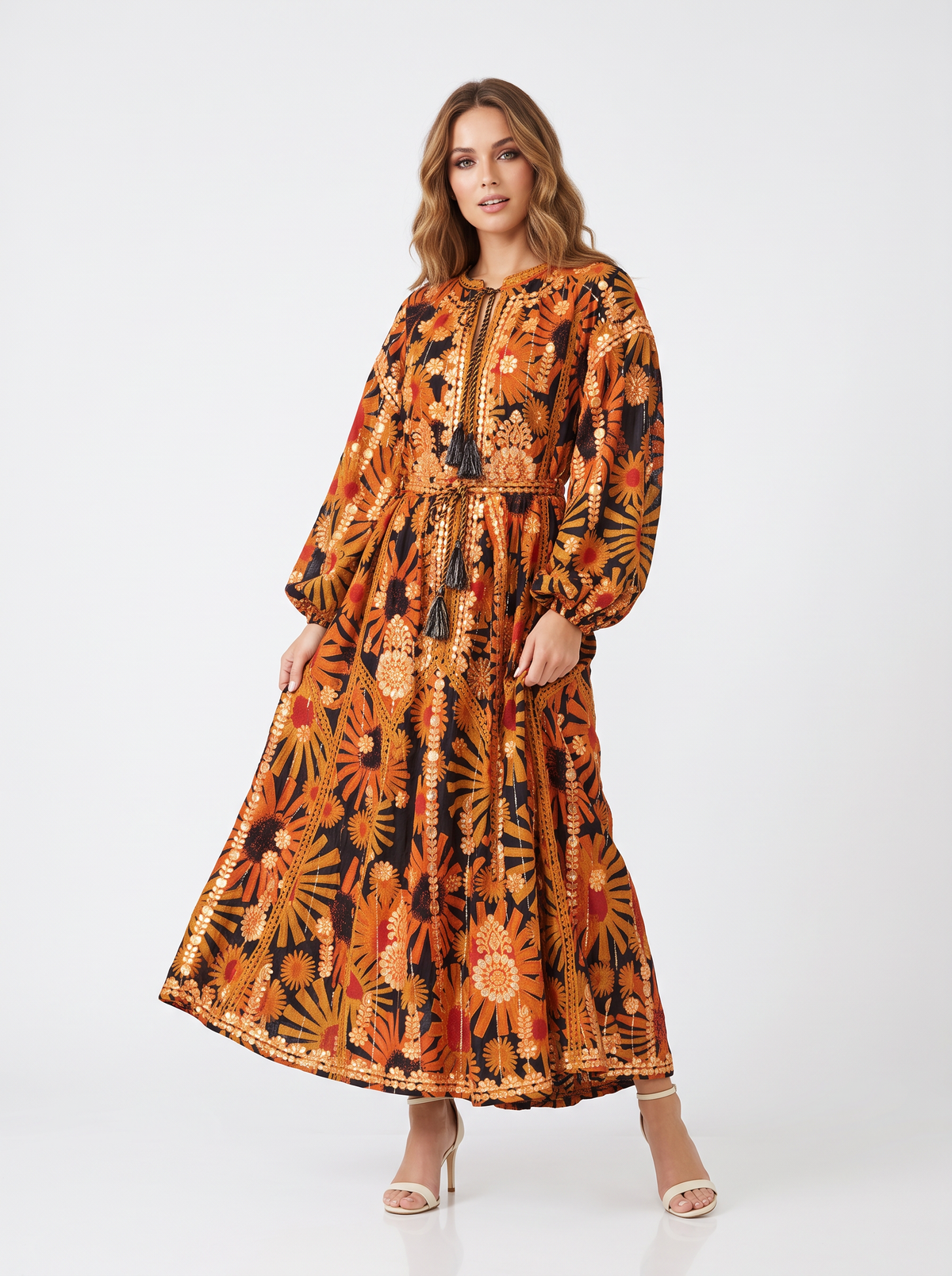 Women’s Hand-Embroidered Long Dress - Fikra