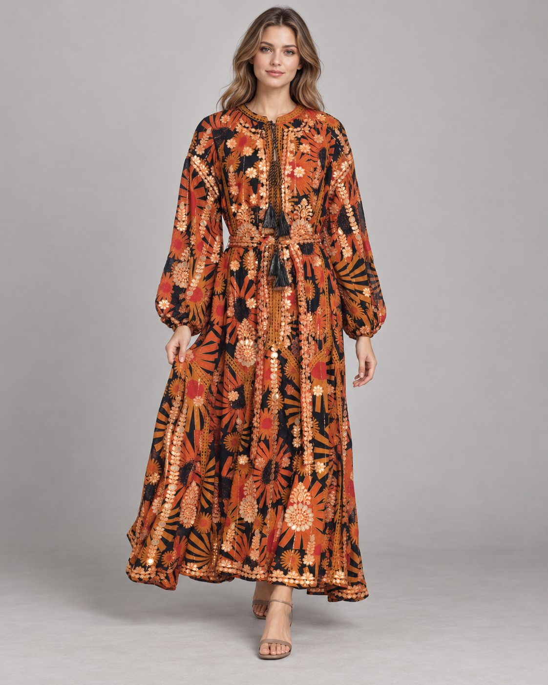 Women’s Hand-Embroidered Long Dress - Fikra