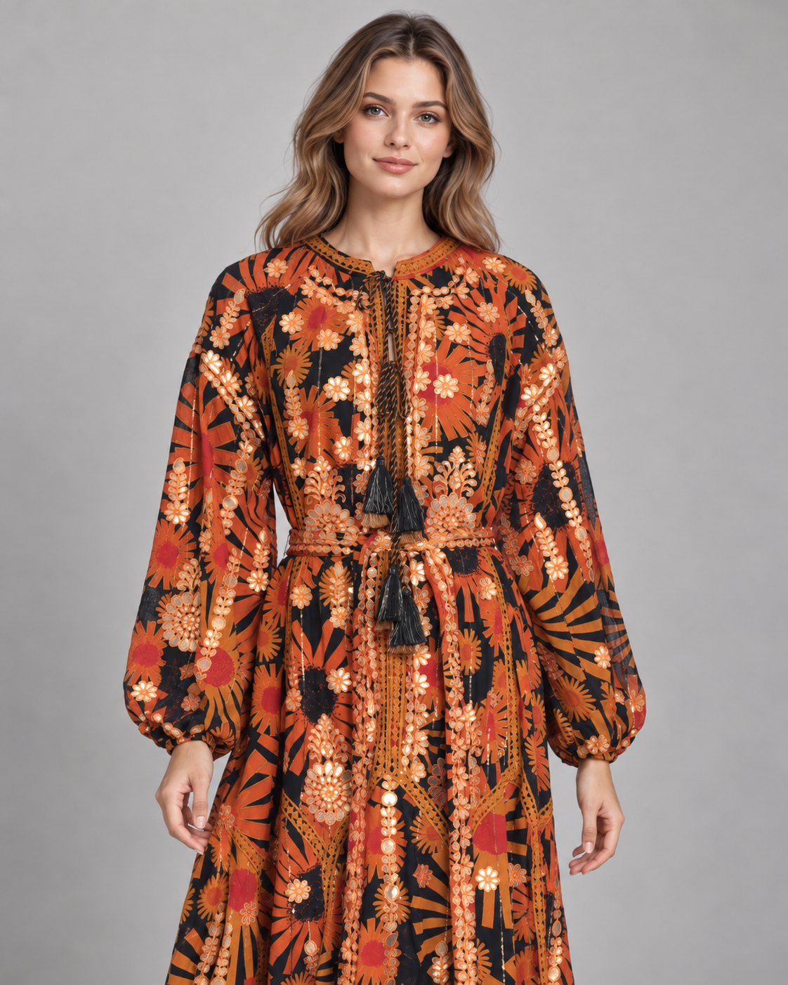 Women’s Hand-Embroidered Long Dress - Fikra