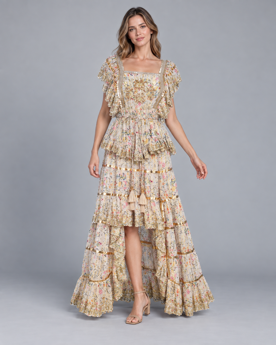 Women’s Cotton Lurex Long Maxi Dress - Anaab
