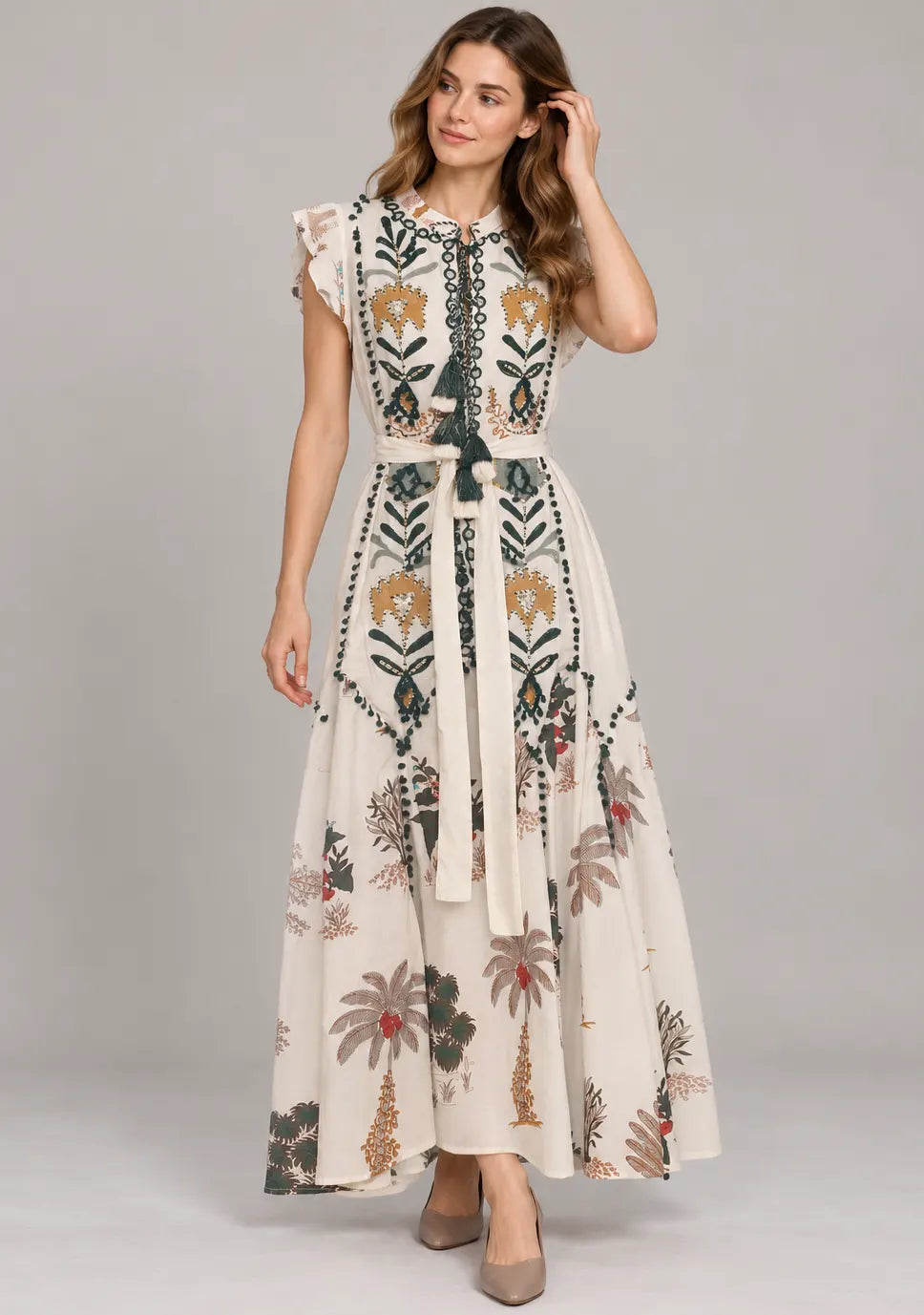 Women’s Maxi Dress with Hand Embroidery - Ruzaan