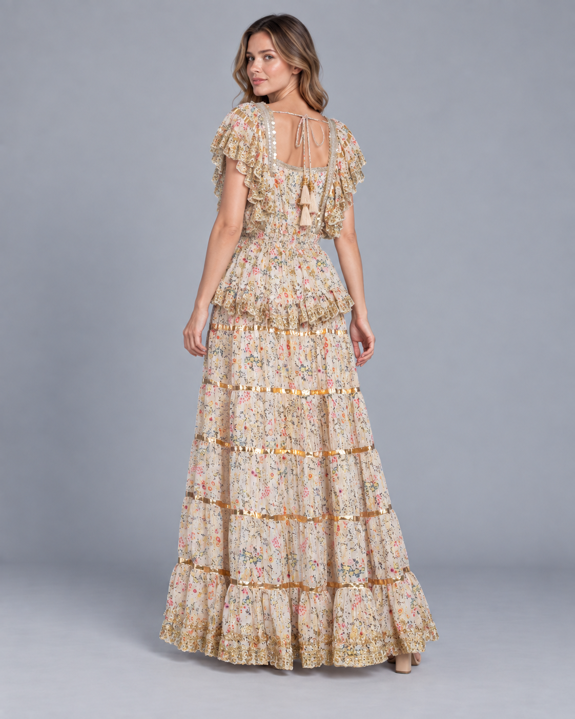 Women’s Cotton Lurex Long Maxi Dress - Anaab