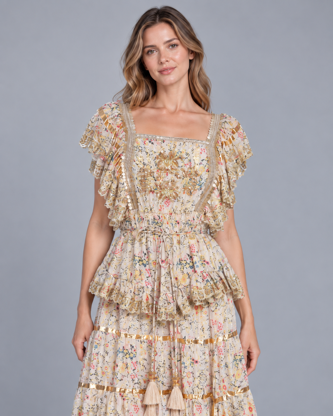 Women’s Cotton Lurex Long Maxi Dress - Anaab