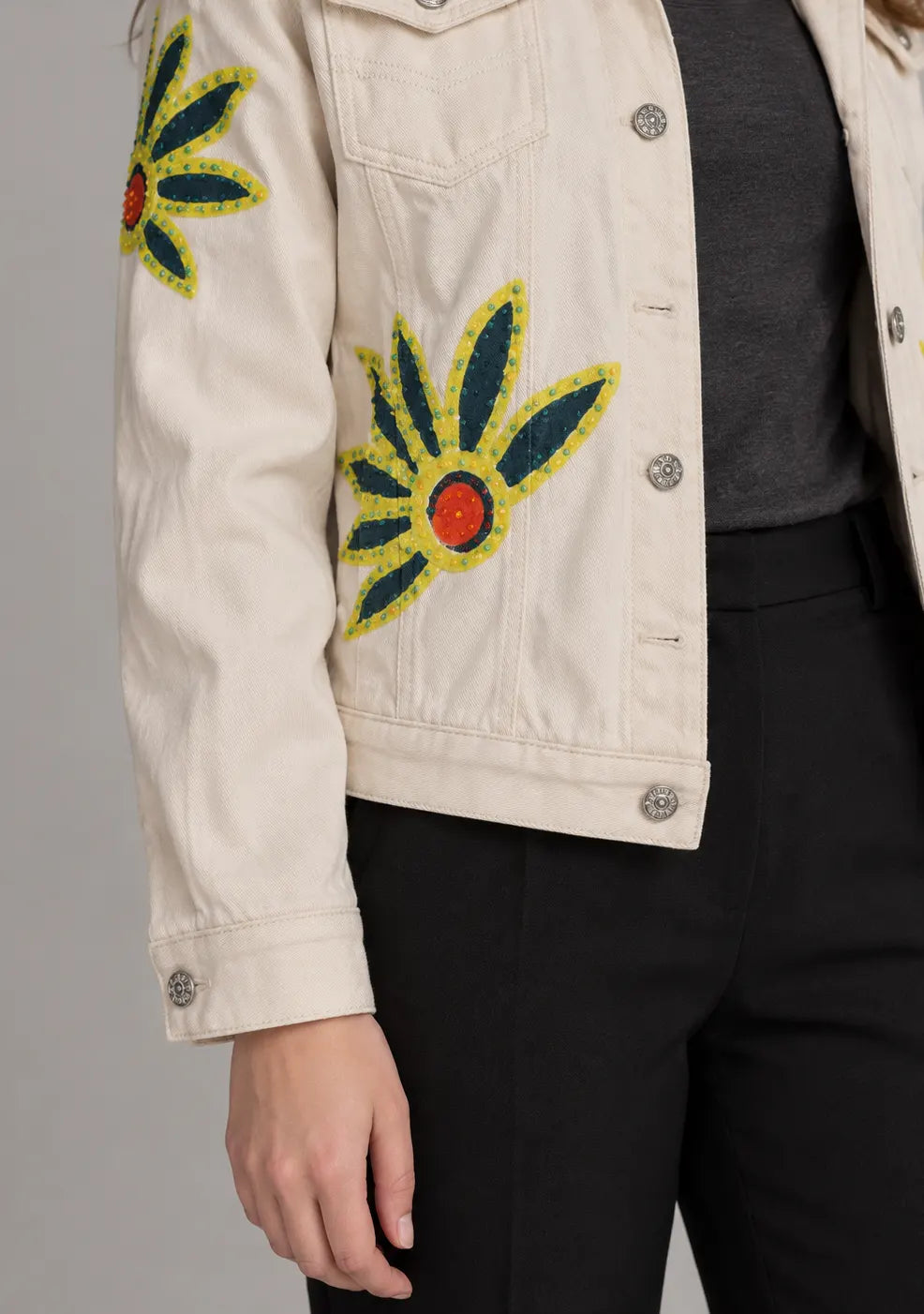 Women’s Cotton Denim Jacket with Hand-Embroidered - Lovis