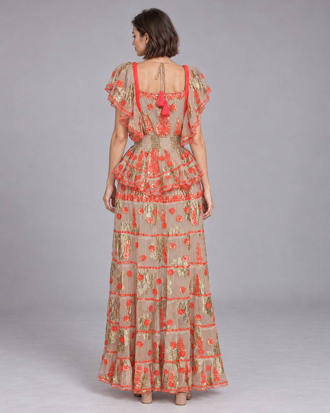 Faiza Embroidered Skirt Blouse Set with High-Low Hem | ibBan