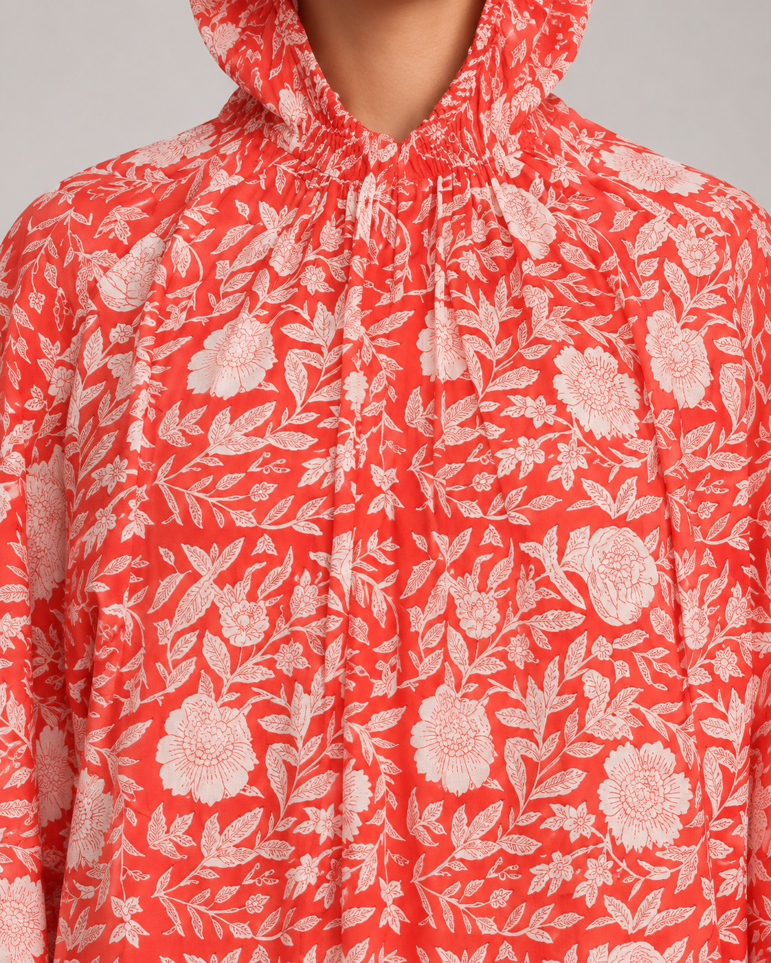 Coral Floral Hooded Kaftan – Long Sleeve Maxi Kaftan | ibBan