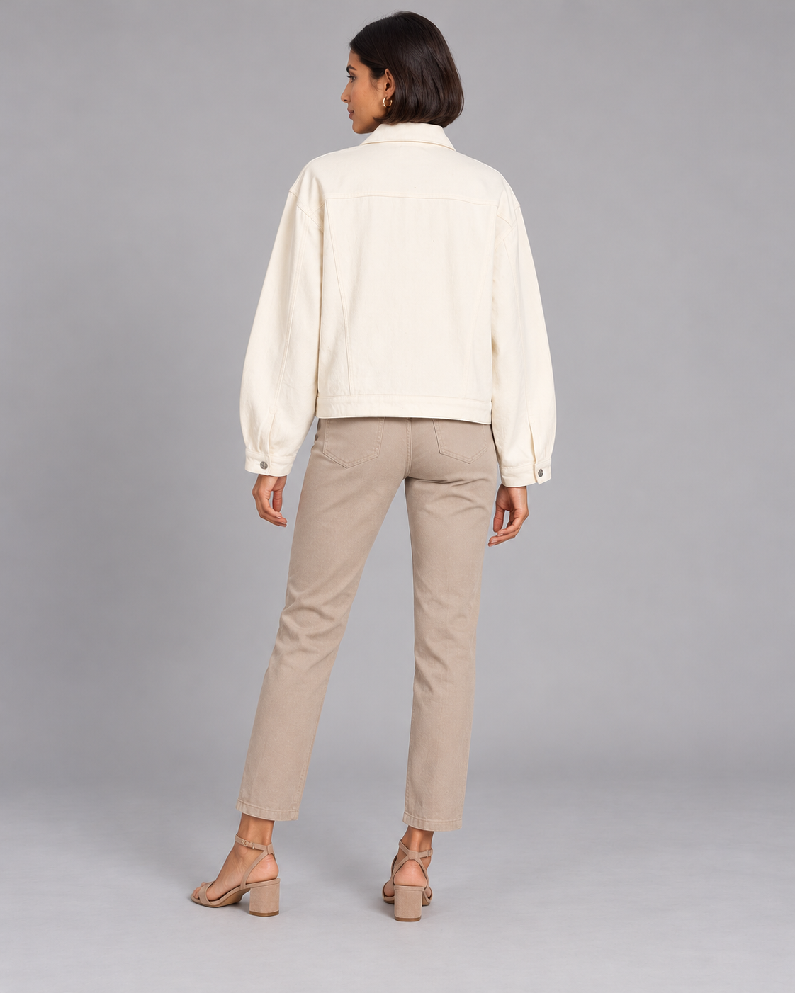 Zinnia Ivory Cropped Jacket with Floral Embellishments | ibBan