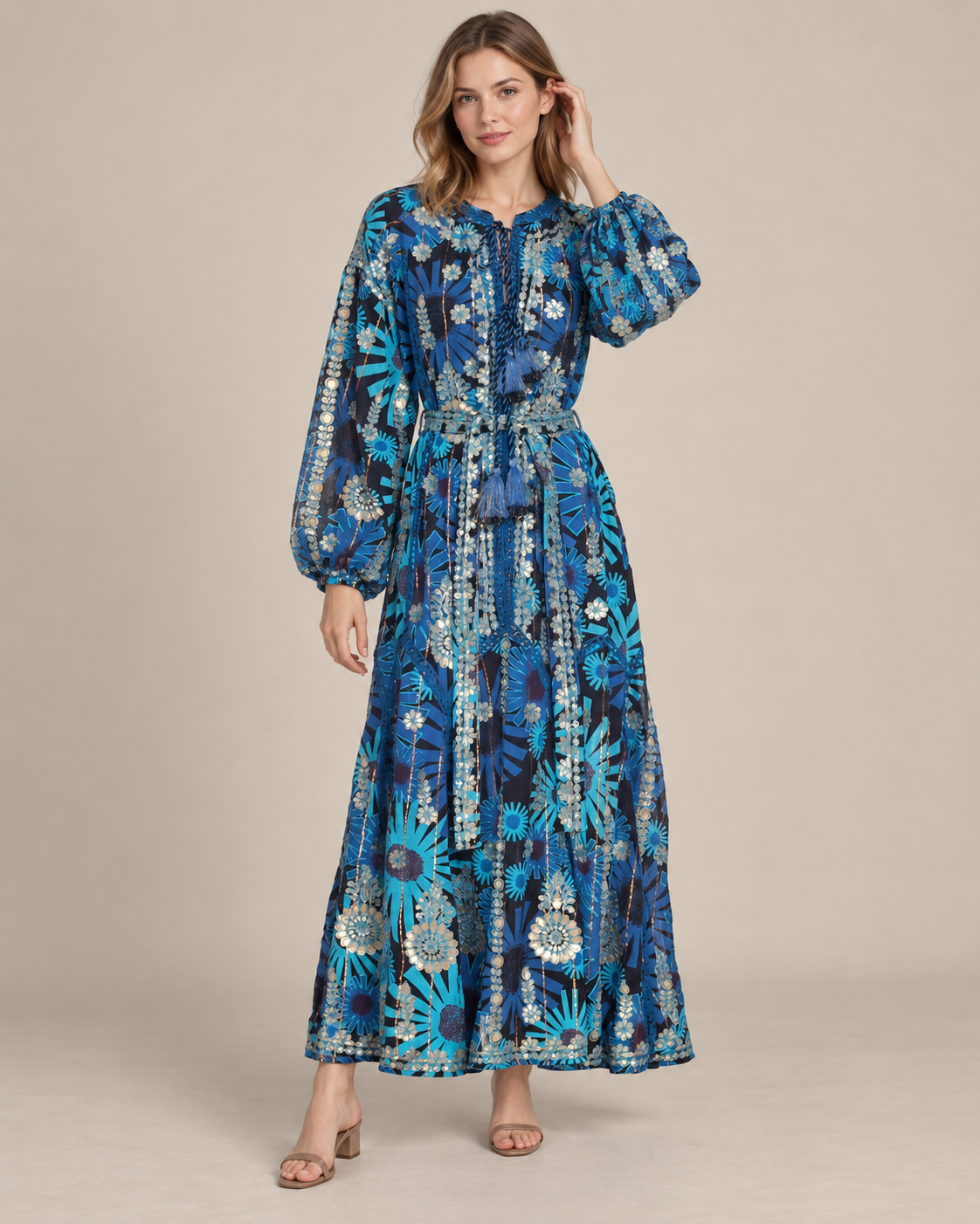 Women’s Hand-Embroidered Long Dress - Fikra