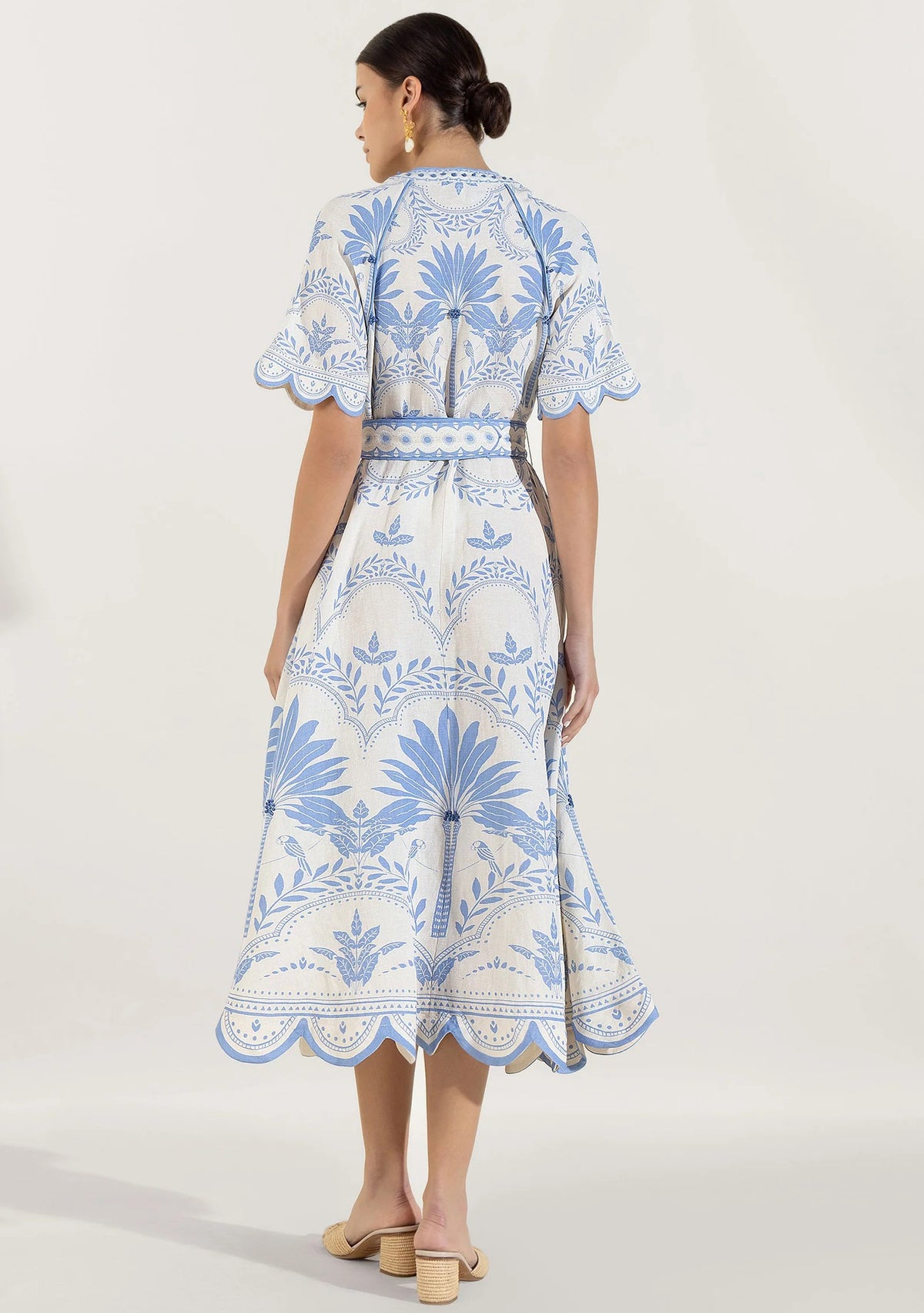 Rifat Long Tunic – Blue Botanical Belted Dress | ibBan
